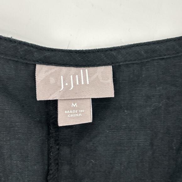 J. Jill Black Linen Tank Dress Size M Maxi Sleeveless A-Line Minimalist Resort - Picture 7 of 9